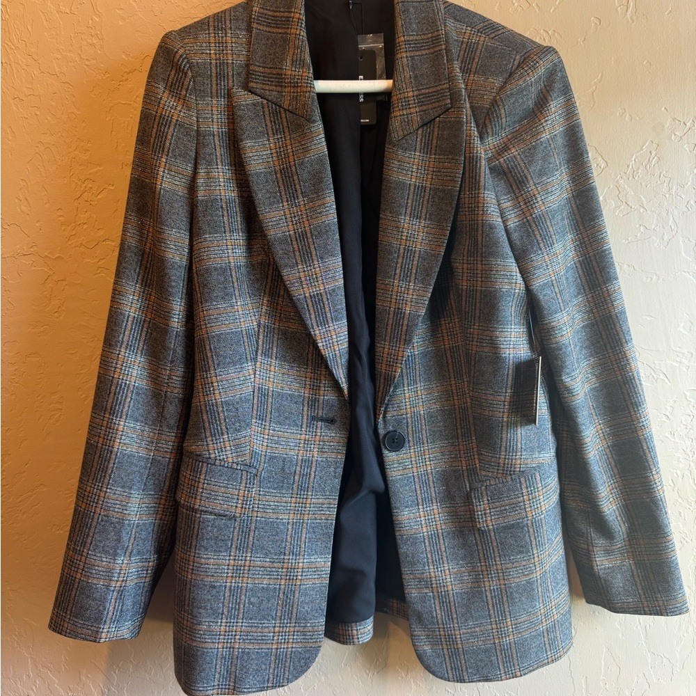 Express Plaid Suit with Black and Brown Tones